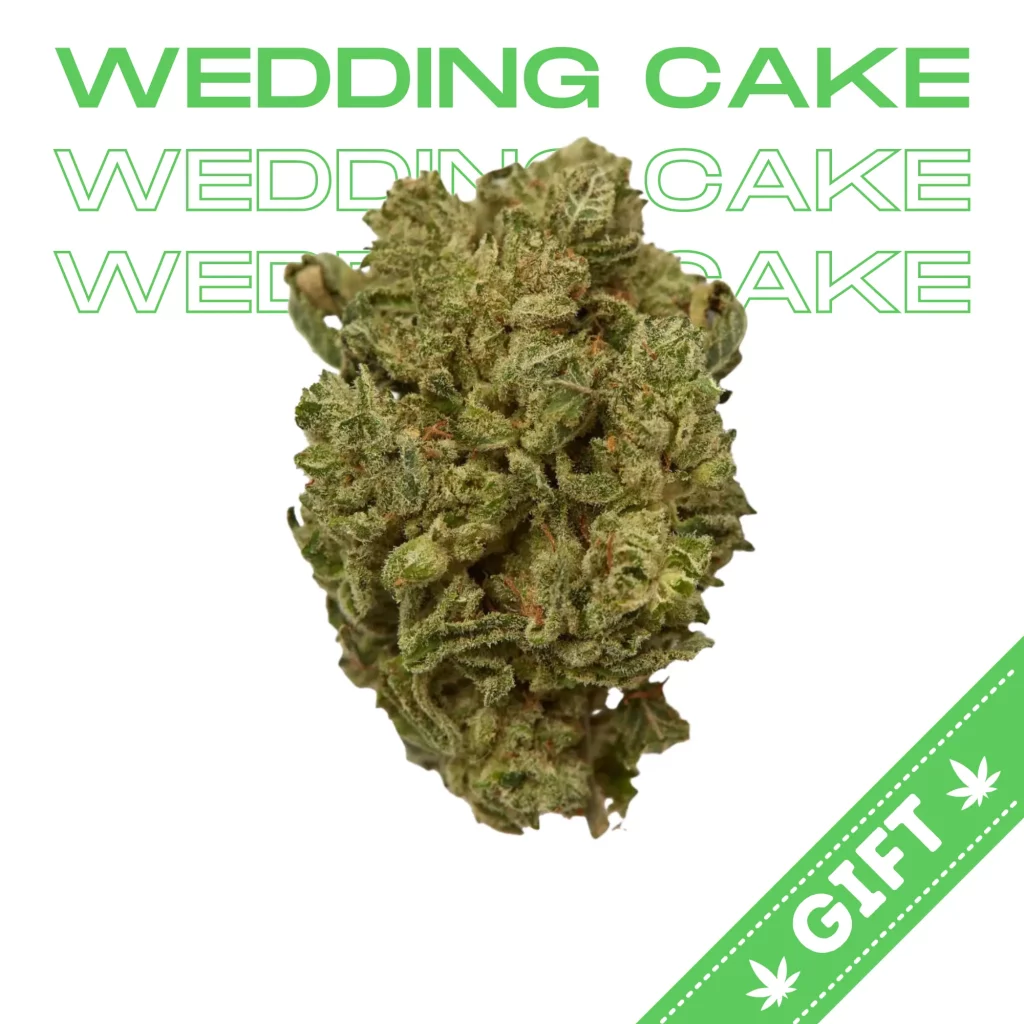 Giving Tree gifts Wedding Cake, Indica hybrid strain of cannabis, with vanilla, pepper and sweet flavor profile. Great for anxiety, stress and depression.